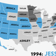 Illustration for article titled Map: Six Decades of the Most Popular Names for Girls, State-by-State